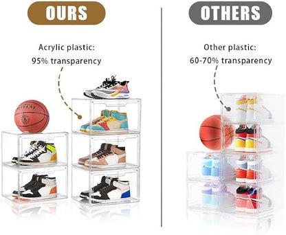 5 Pack Clear Stackable Shoe Organizer Box