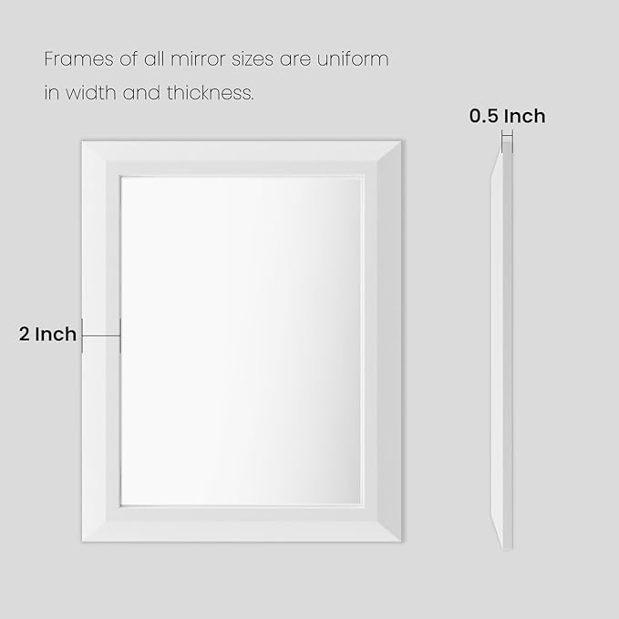 Amorho Bathroom Mirror, 72 X32 Inch White Thick Metal Framed Wall Mirrors