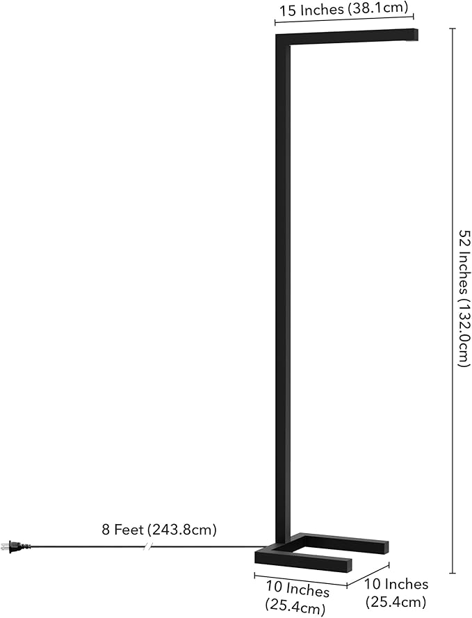 Henn&Hart 52'' Modern LED 1-Light Floor Lamp with Blackened Bronze Metal Rectangle Shade for Living Room, Bedroom, or Office, Blackened Bronze