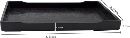 OMEM Reptile Bowl Large Food and Water Dish Enough Space Also Fit for Bath Simulated Wood Grain Surface (M, Black)