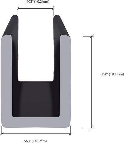 Brixwell SDCD38BL-CCP12-XCP5 Black 3/8" Fixed Panel Shower Door Deep U-Channel
