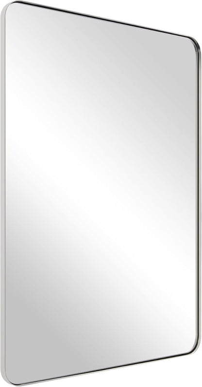 ANDY STAR Chrome Mirror for Bathroom, Rectangular Stainless Steel Rounded