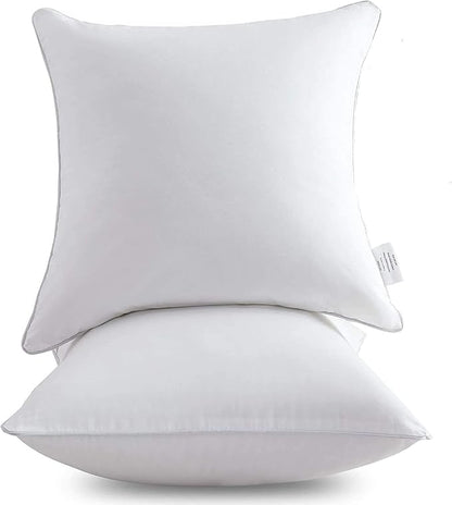 Oubonun 28 x 28 Euro Pillow Inserts with 100% Cotton Cover - Square Interior Sofa Decorative Throw Pillow Insert Set of 2 - White Couch Pillow