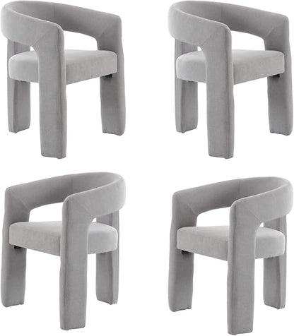 DAYALANE Modern Barrel Dining Chairs Set of 2, Upholstered Kitchen Chairs with Arms Comfy Chenille Side Chair for Living Room/Dining Room/Reception, Grey Chenille