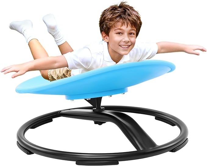 Zhenx Spinning Chair for Autistic Kids (Ages 3-18) - 220LBS Capacity Sensory Swivel Seat - Sensory Toy for Teens with ADHD/Autism - Sit and Spin Calming Gift to Improve Focus & Body Balance (Blue)