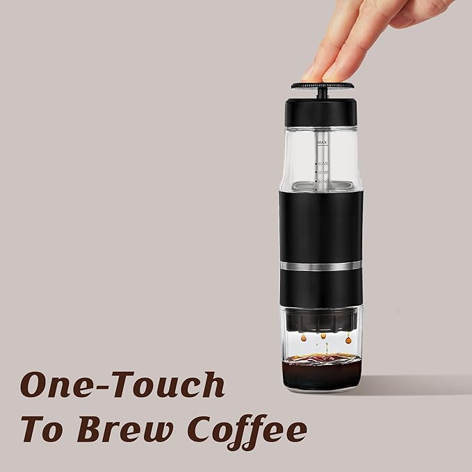 PIQUEBAR Portable Coffee Maker for Ground Coffee & Capsules, Small Espresso