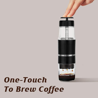PIQUEBAR Portable Coffee Maker for Ground Coffee & Capsules, Small Espresso