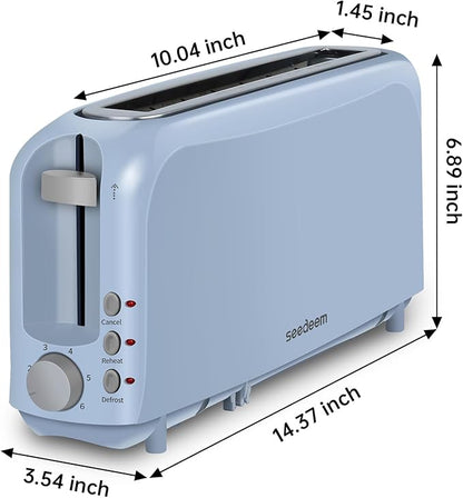 SEEDEEM 2 Slice Slim Toaster, Single 10" Long Slot Toaster Fits Bagels &