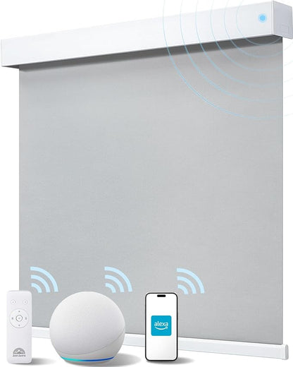 Smart Roller Shades for Windows, Alexa Blackout Motorized Blinds