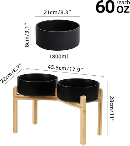 Ceramic Raised Double Bowls Set