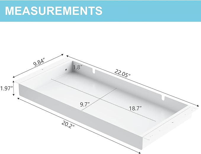 Under Desk Drawer, 20.1 inch Carbon Steel Slide-Out Under Table Storage