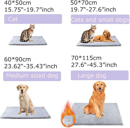 heated cat bed SelfSelf Heating Cat Dog Mat Advanced Extra Warm Thermal Pet Pad for Indoor Outdoor Pets with Removable Cover Non-Slip Bottom Washable Non Electric Warming Cat Bed Gray 19.68*27.56 inch