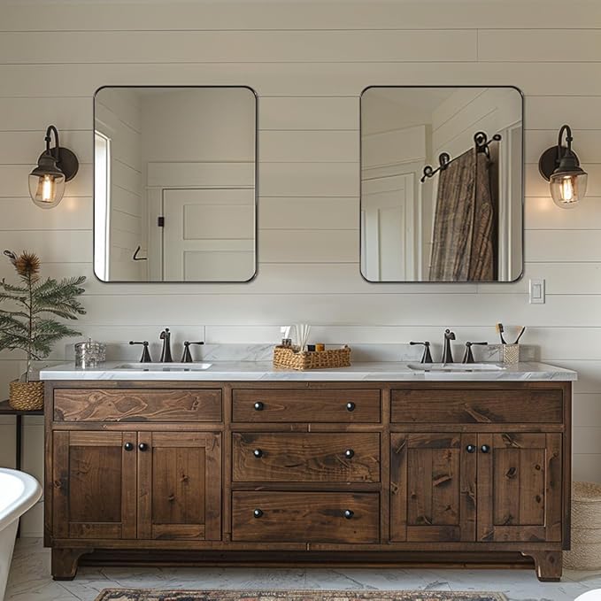 ANDY STAR Bronze Mirror for Wall, 30x36” Rounded Rectangle Bathroom Mirror