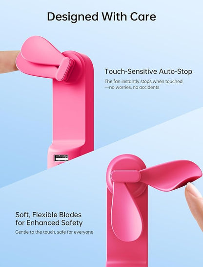 JISULIFE Handheld Mini Fan, 3 IN 1 USB Rechargeable Portable Fan