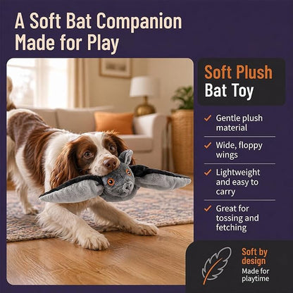 Flapping Bat Dog Toy, Flying Bat Toy for Dogs & Cat with Chirping & Flapping Wings, Interactive Rechargeable Bat Toy, Hanging Solo Play & Wand Compatible，1PC