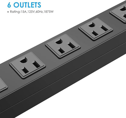 2Pack Metal Wall Mount Power Strip, Mountable Power Outlet