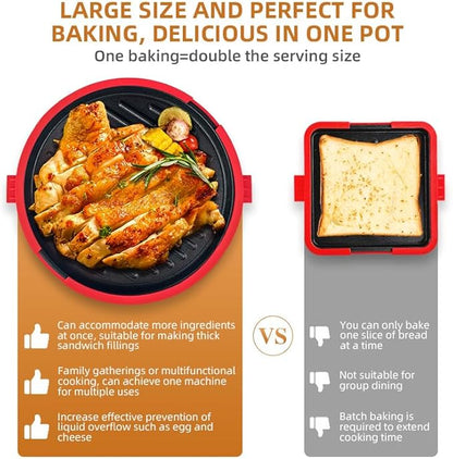 9.5inch 5-in-1 Microwave Grill Pan, Grilled Cheese, Large Toastie Sandwich Maker