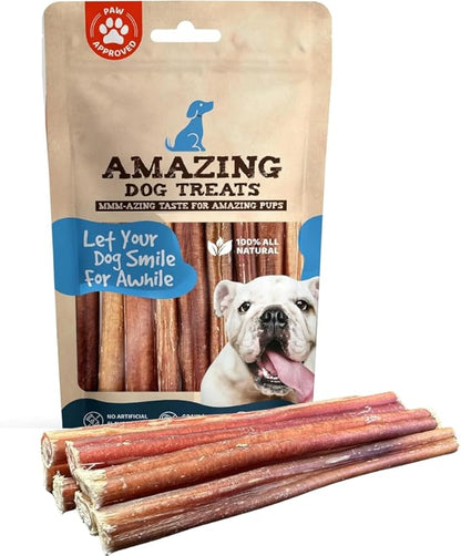 Amazing Dog Treats - Bully Sticks for Small Dogs (6 Inch Junior - 25 Count) - Premium Thin Bully Sticks for Dogs - Best Bully Stick Dog Chews - Bully Bones for Puppies and Small Breeds