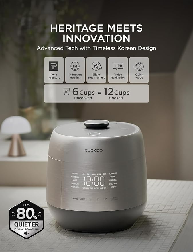 CUCKOO Twin Pressure Rice Cooker 6-Cup Uncooked / 12-Cup Cooked