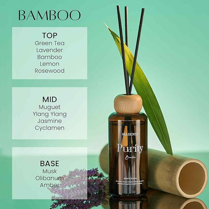 M&SENSE Bamboo Reed Diffuser: 6.3 fl oz Non-Toxic Aroma Set