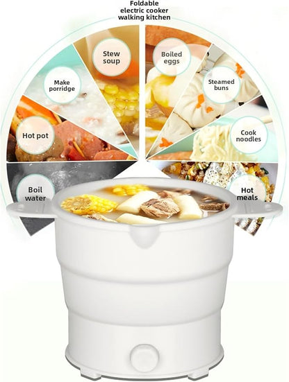 Asixxsix Foldable Electric Cooker, 800W 1.2L Mini Portable Travel Hot Pot