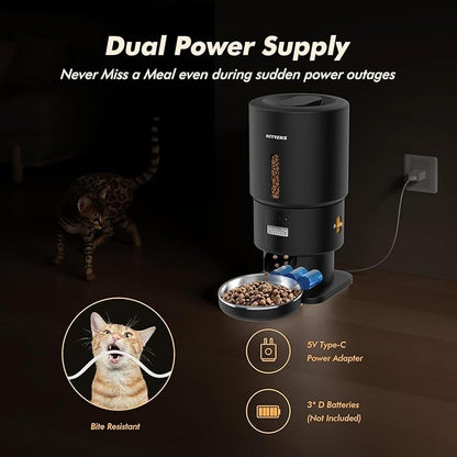 Automatic Cat Feeder - 5L Anti-Clog Cat Food Dispenser Keeps 2-15mm Dry Food