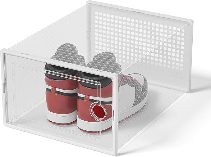Kuject XX-Large Shoe Storage Boxes Organizers Clear Plastic Stackable 12 Pack