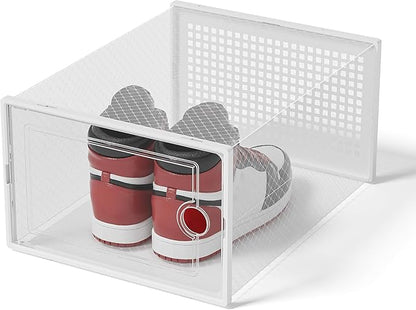Kuject XX-Large Shoe Storage Boxes Organizers Clear Plastic Stackable 12 Pack