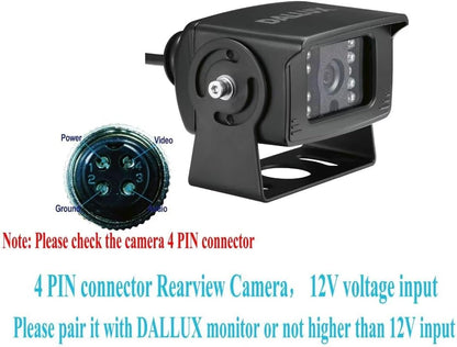 Bus Truck Vehicle Backup Cameras Wide View Angle cab cam Rearview Reverse Waterproof Night Vision 4 PIN Cam for Travel Trailer/Pickup/Van/RV Camper/Motor Home (12V,package not include extension cable)