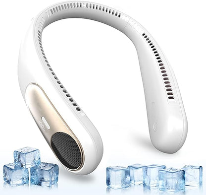 Portable Neck Fan, Personal Wearable Bladeless Fan, LED Display, 6000mAh USB