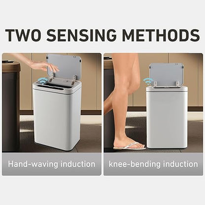 ELPHECO Stainless Steel Office Trash Can Motion Sensor Garbage Can Touchless