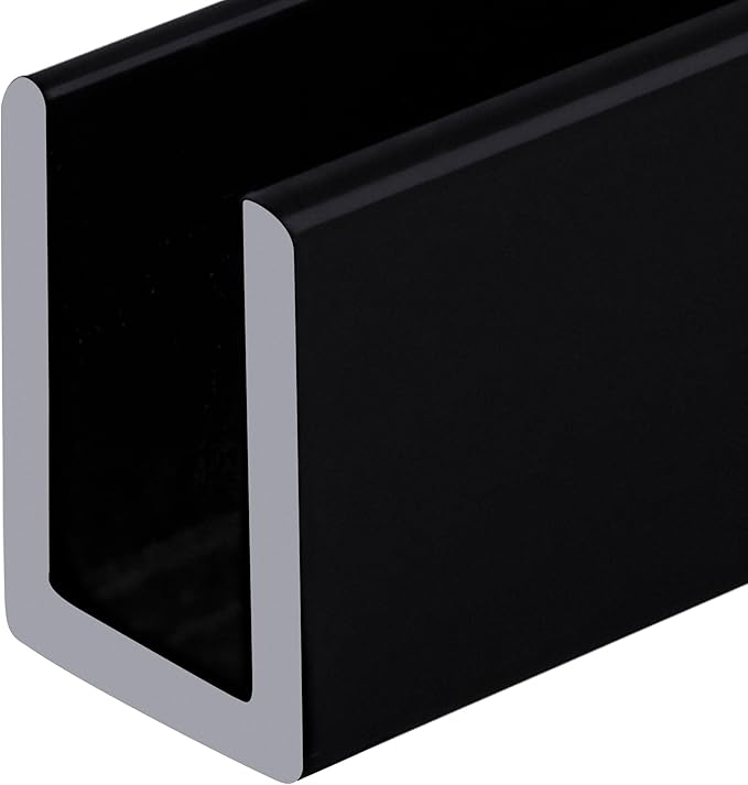 Brixwell SDCD38MBL-CCP48 Matte Black 3/8" Fixed Panel Shower Door Deep U-Channel