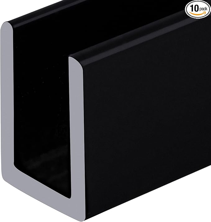 Brixwell SDCD38BL-CCP12-XCP10 Black 3/8" Fixed Panel Shower Door Deep U-Channel
