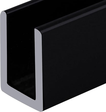 Brixwell SDCD38MBL-CCP72 Matte Black 3/8" Fixed Panel Shower Door Deep U-Channel