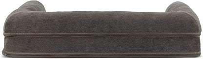 FurHaven Soft, Orthopedic Foam Sofa Dog Bed with Washable & Removable Cover - Sherpa/Chenille - Coffee, Dogs Up to 35 lbs - Medium