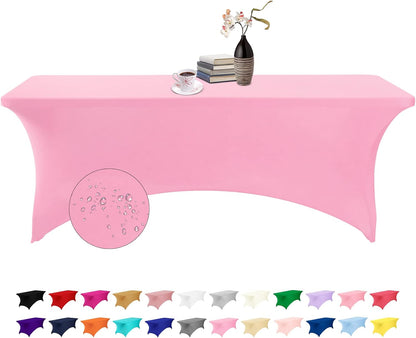 Spandex 8ft Waterproof Table Cover for Party,Wedding, Banquet, and Events(Pink)