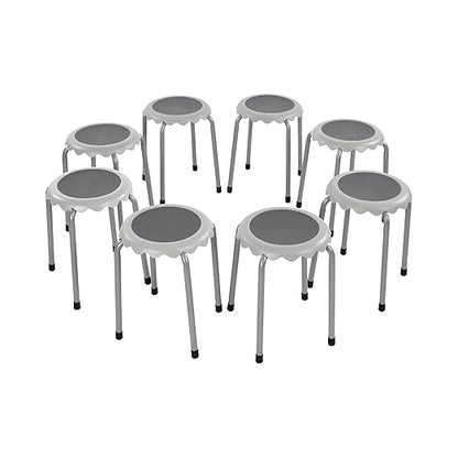 ECR4Kids Daisy Stackable Stool Set, Flexible Seating, Light Grey, 8-Piece