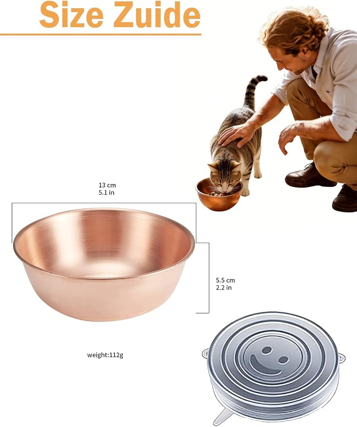 99.99% Pure Copper Pet Bowl, 5-Inch Copper Dog Bowl. This is A Small Copper Bowl Suitable for Small Household Pets. (2)