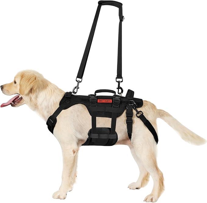 OneTigris Dog Lift Harness for Large Dogs, Dog Hip Support Brace, Full Body Lifter with Handles Invictus Multifunctional Mobility Assistance Vest for Back Legs (Black, Large)