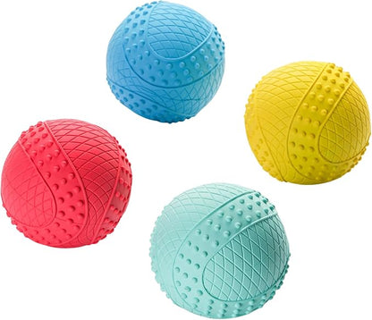 iPettie Summer Floating Dog Ball, Squeaky Water Fetch Toy, Waterproof Rubber Chew Ball, BPA Free, Colorful, 4 Sets, 2.5"