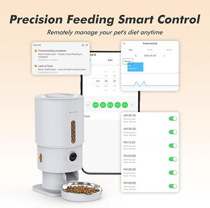 Automatic Cat Feeder with Camera - 5G WiFi Timed Cat Food Dispenser