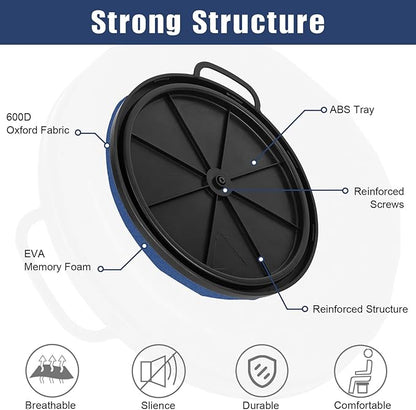 Foxtune 360-Degree Swivel Bucket Seat, 5 Gallon Bucket Lid, Spin Bucket Seat Cushion, Silent, Comfortable, Water-Resistant, for Fishing, Gardening, Hunting and Camping (Dark Blue)