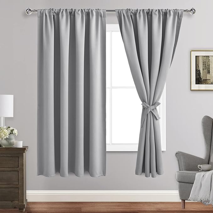 JIUZHEN Silver Grey Curtains for Bedroom
