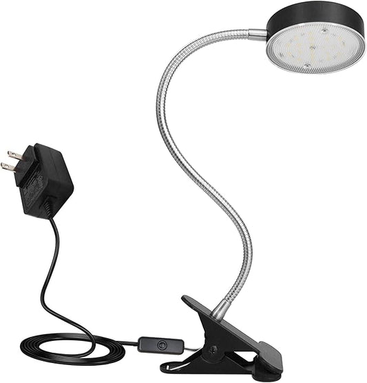 Clip-On LED Desk Lamp with Switch, 19.25” Flexible Gooseneck, 4.5W 260LM 4000K Cool White Clamp Desktop Light, 65” Cord Small Desk Light for Home, Office, Study, ETL Listed