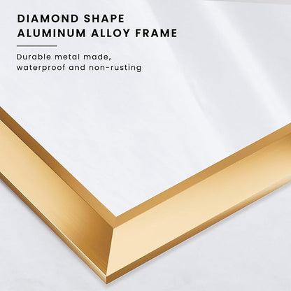 Amorho Bathroom Mirror, 36x36 Inch Golden Thick Metal Framed Wall Mirrors