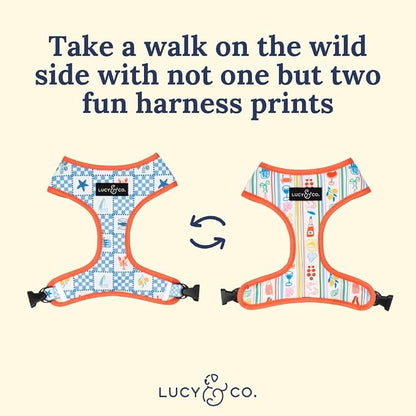 Lucy & Co. Sunny in Sicily Reversible Dog Harness, Adjustable Comfort Fit with Dual Leash Attachments, X-Large