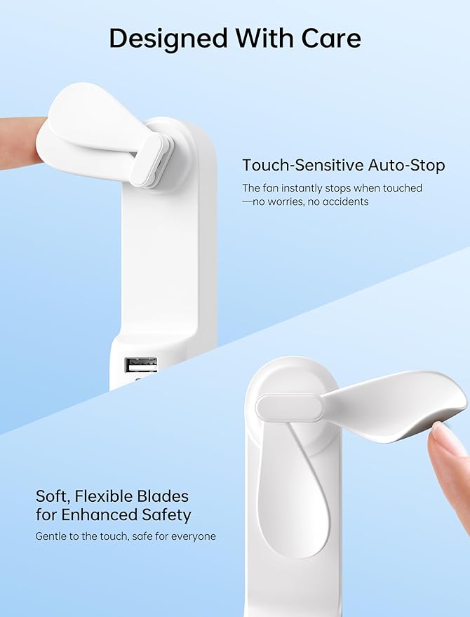 JISULIFE Handheld Mini Fan, 3 IN 1 USB Rechargeable Portable Fan