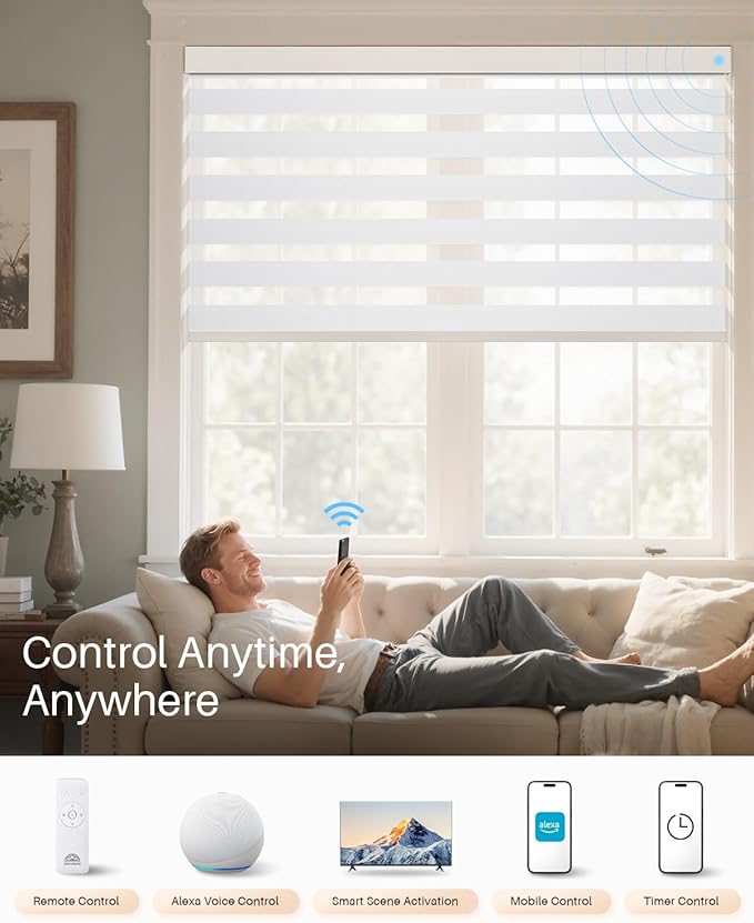 Smart Zebra Blinds for Windows, Alexa Motorized Blinds