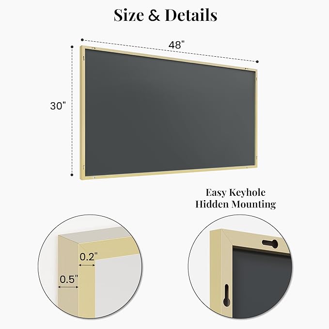 30"x48" Gold Bathroom Mirror, Metal Framed Vanity Mirror