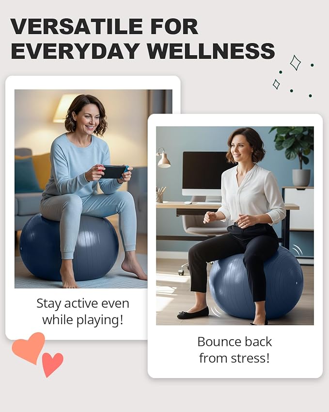 Trideer Exercise Ball for Yoga, Pilates & Fitness – Stability Ball Equipment